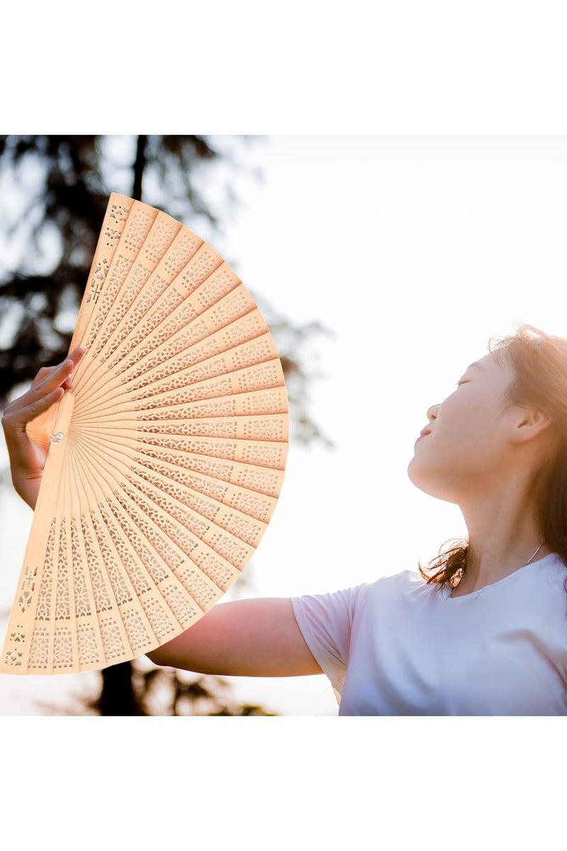 Hand Fan, Hand Fan Folding Hand Held Fans Folding Chinese Classical Style Hand Fans for Women Folding Bamboo Fan Wooden Fans Handheld for Birthday, Wedding,...  - Image 3