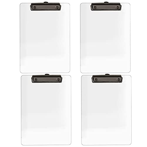 JIARI 4 Pack Clear Acrylic Office Clipboard A4 Letter Size 8.6" x 12.2" (Black 4 Pack) - Image 1