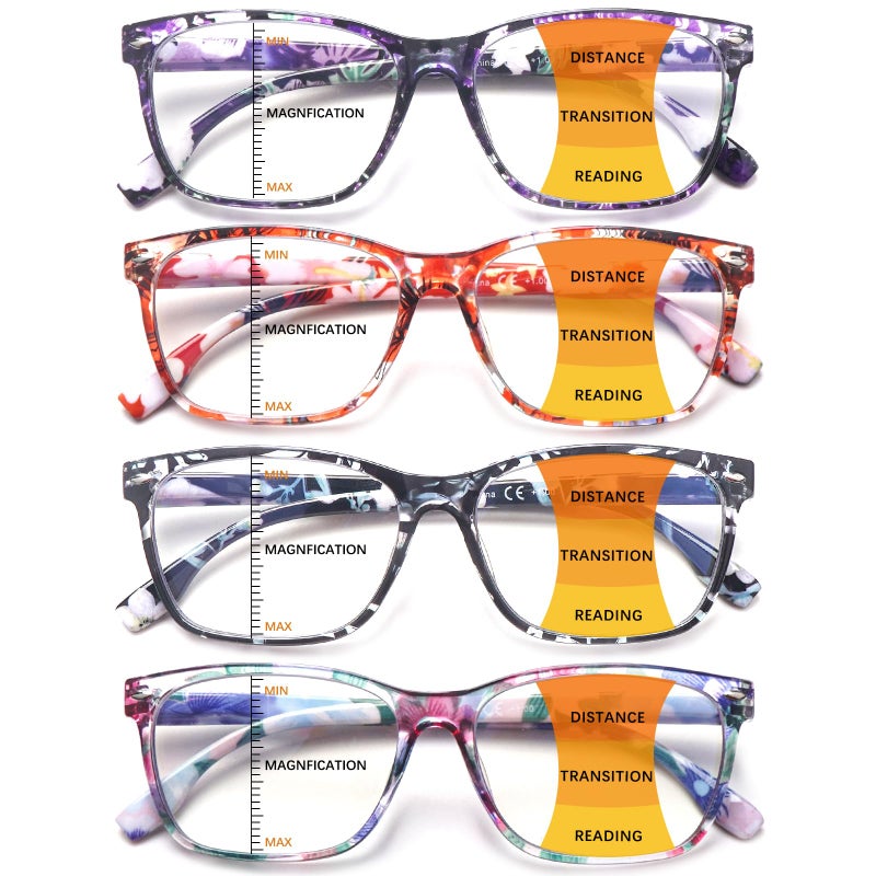 Clasaga Progressive Multifocus Reading Glasses For Women  Pattern Print Blue Light Block Stylish Ladies Computer Readers (Pattern Design-2  3.0  X) - Image 1