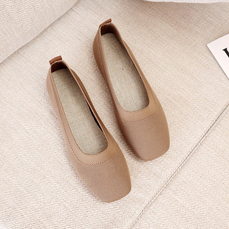 Factory Direct Women's Knitted Slip-On Flat Loafer Shoes - Spring Casual Grandma  Style