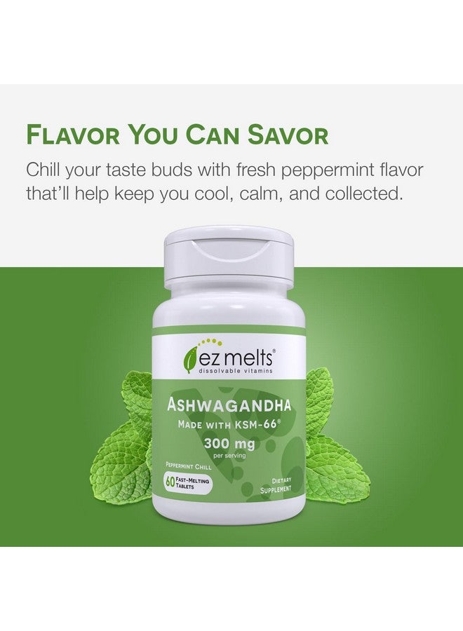 EZ Melts Dissolvable KSM-66 Ashwagandha®, 300 mg, Sugar-Free, Stress, Sleep and Mood Support Supplement, 30-Day Supply, Peppermint Chill-Flavor - Image 4