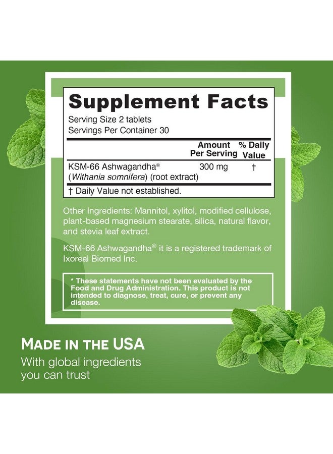 EZ Melts Dissolvable KSM-66 Ashwagandha®, 300 mg, Sugar-Free, Stress, Sleep and Mood Support Supplement, 30-Day Supply, Peppermint Chill-Flavor - Image 5