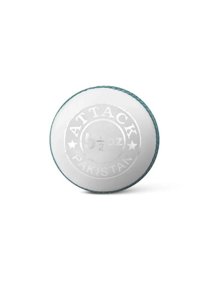CA CA Attack White Leather Cricket Ball, 4-Piece Construction, Premium Leather, Hand-stitched (White)  - Image 1
