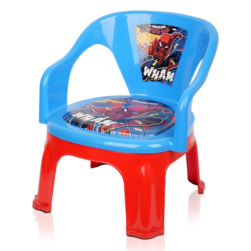 Kuber Industries Marvel SpiderMan Kids Chair Plastic Foldable Kids Chair Chair for Kidsroom School Study Stool Baby Stool Indoor or Outdoor Stool for Kids Capacity 30 Kg Blue Red - Image 1
