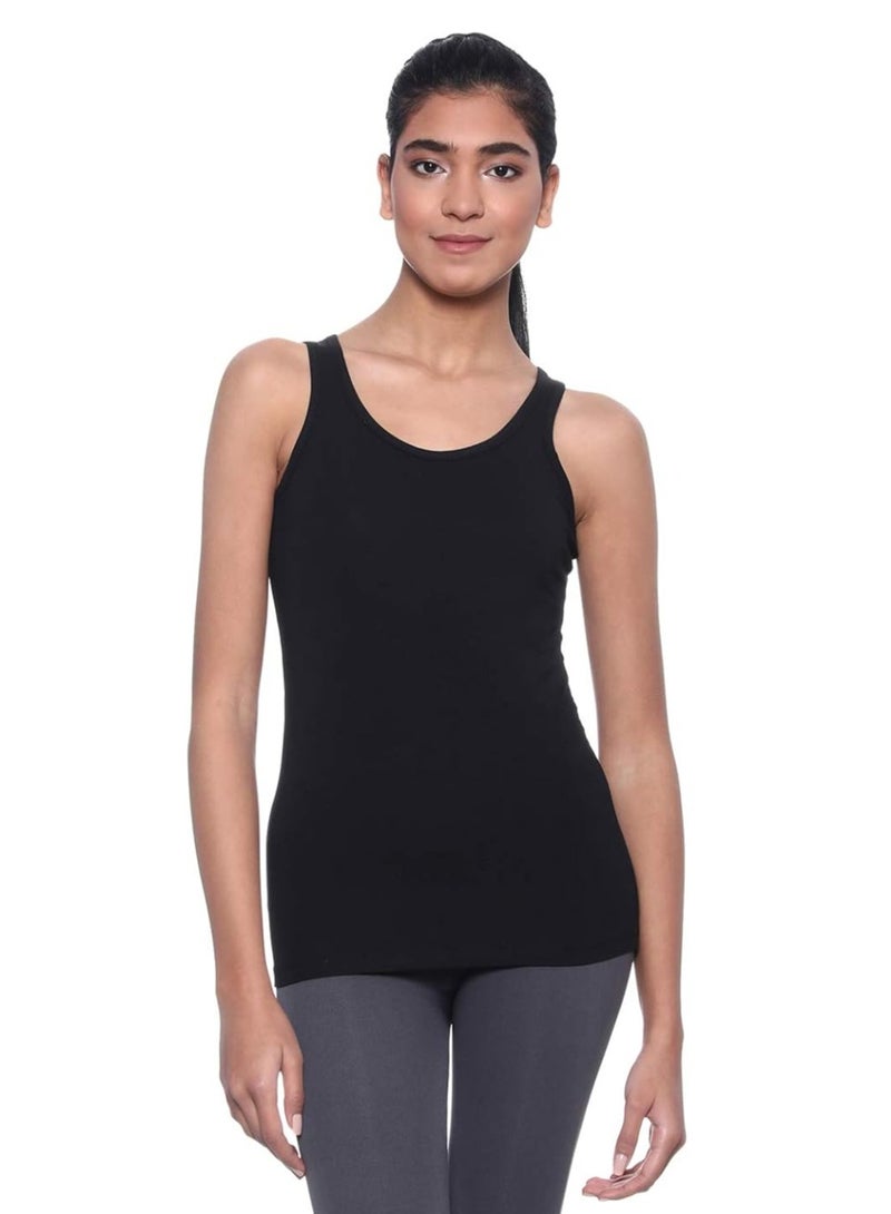Dice Round-Neck Solid Tank Top for Women 1*Piece - Black