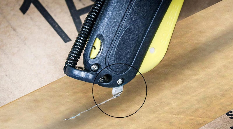 Veltec EZ-2000 Safety Box Cutter Utility Knife, Tape Splitter at Back, 3 Blade Depth Setting, Squeeze Trigger and Dual Side Edge Guide, 2 Blades (Yellow) - Image 3