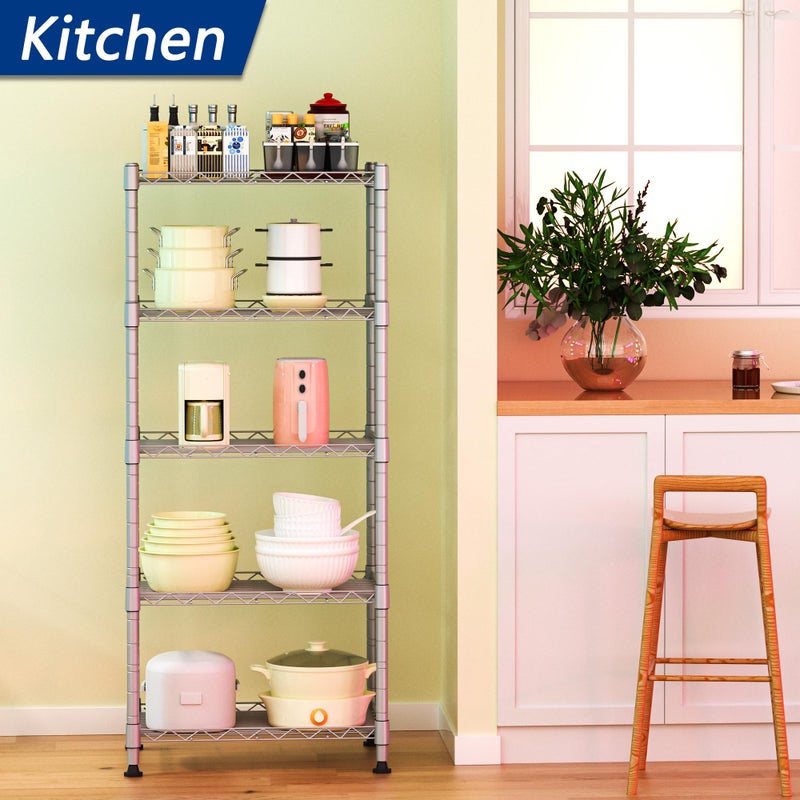 REGILLER 5-Wire Shelving Metal Storage Rack Adjustable Shelves,Standing Storage Shelf Units for Laundry Bathroom Kitchen Pantry Closet(Silver,11.8" D x 16.6" W x 53.5" H) - Image 2