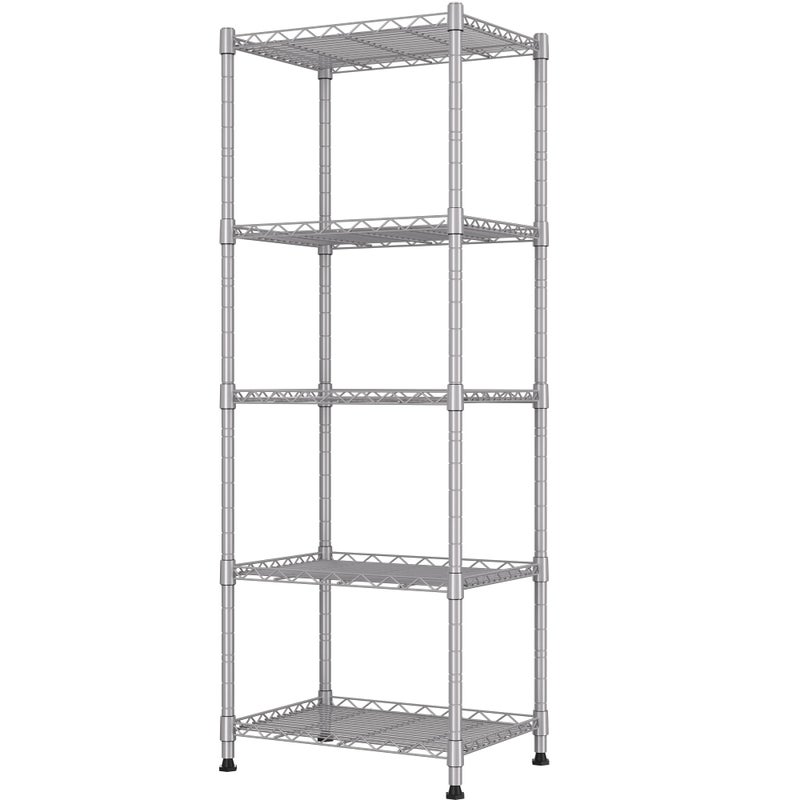 REGILLER 5-Wire Shelving Metal Storage Rack Adjustable Shelves,Standing Storage Shelf Units for Laundry Bathroom Kitchen Pantry Closet(Silver,11.8" D x 16.6" W x 53.5" H) - Image 1