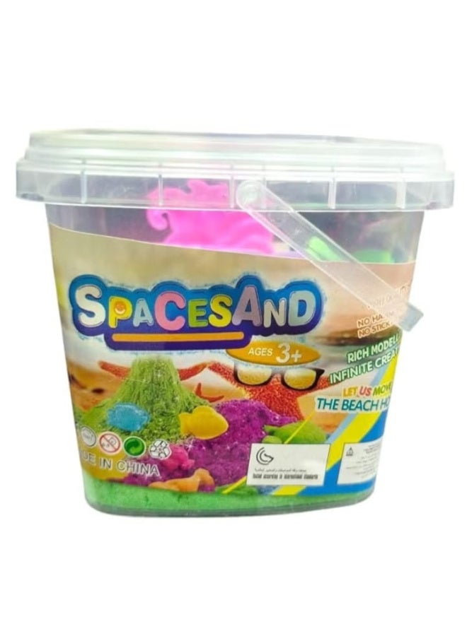 عجينة رائعة وطين سحري مع قالب، مجموعة حسية قابلة لإعادة الاستخدام، ألعاب رملية رائعة خالية من الغلوتين، ألعاب داخلية للأطفال من سن 10 إلى 15 عامًا، أخضر (دلو 750 جرام) - Image 1