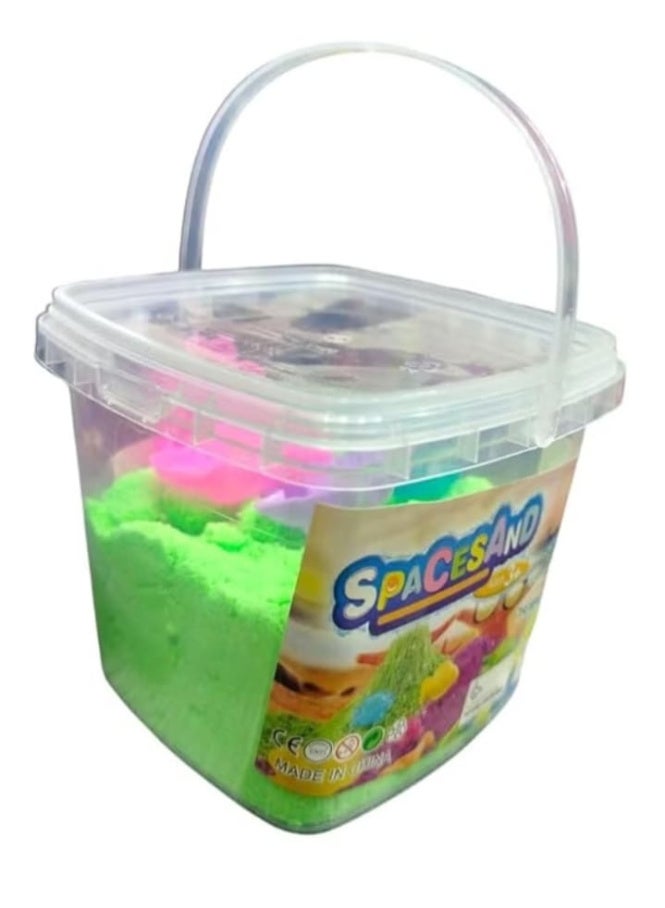 عجينة رائعة وطين سحري مع قالب، مجموعة حسية قابلة لإعادة الاستخدام، ألعاب رملية رائعة خالية من الغلوتين، ألعاب داخلية للأطفال من سن 10 إلى 15 عامًا، أخضر (دلو 750 جرام) - Image 3