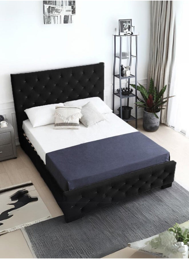 Bed and Mattress Zone Sophia Queen II Tufted Upholstered Bed 190X90 Single Size Black Color 