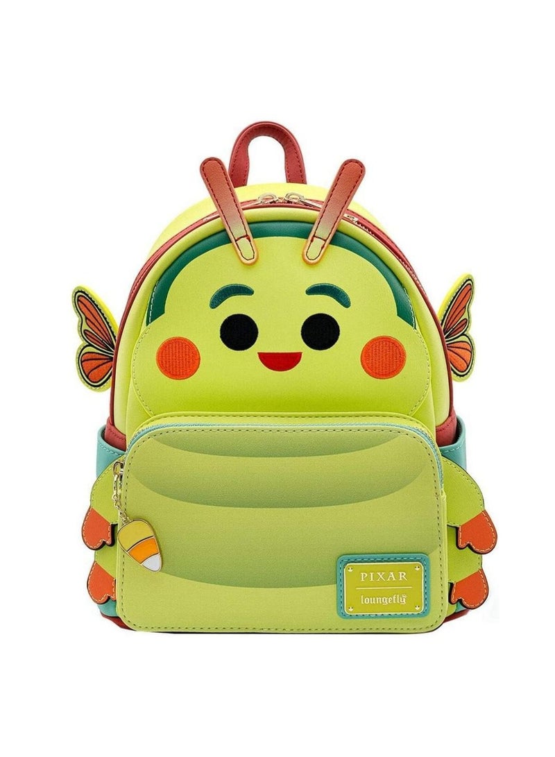 Cute Caterpillar Heimlich Themed Mini Backpack PU Travel Shoulder Bag, Lightweight Backpack For Pixar Fan Collection Holiday Present