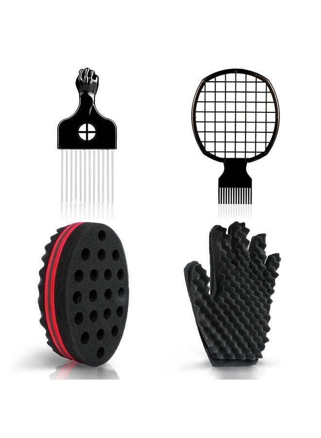 Selalu Hair Sponge Set With Curl Sponge Glove Metal Hair Pick And Hair Twist Comb For Men Women Curls Selalu  - Image 2