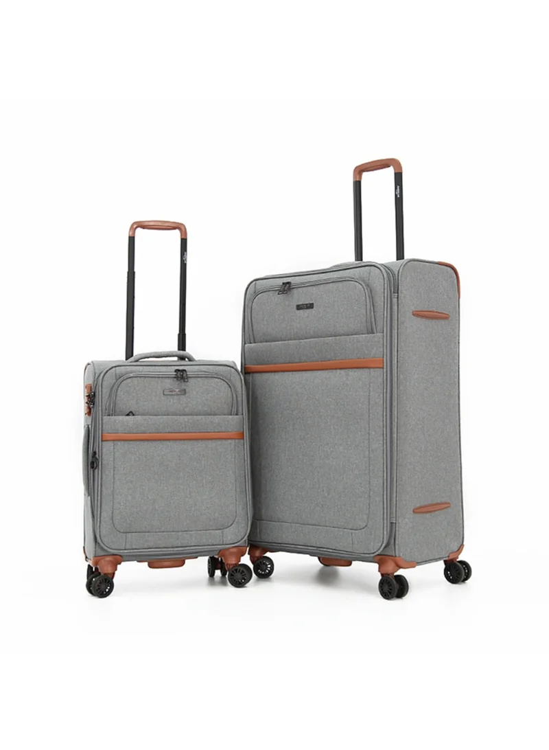 AMERICAN FLYER Softside Luggage Trolley Bag 2 Pieces Set,Grey (S-20",L-28")