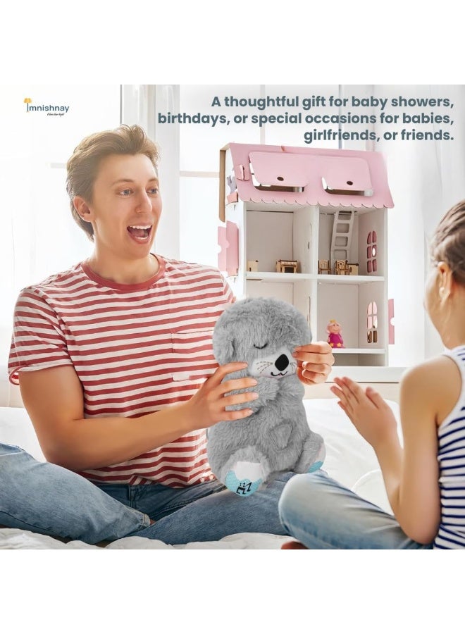 دمية دبدوب موسيقية للأطفال بميزة التنفس – لعبة مهدئة تساعد على نوم الطفل وراحته -رمادي -كود 1818 - Image 5