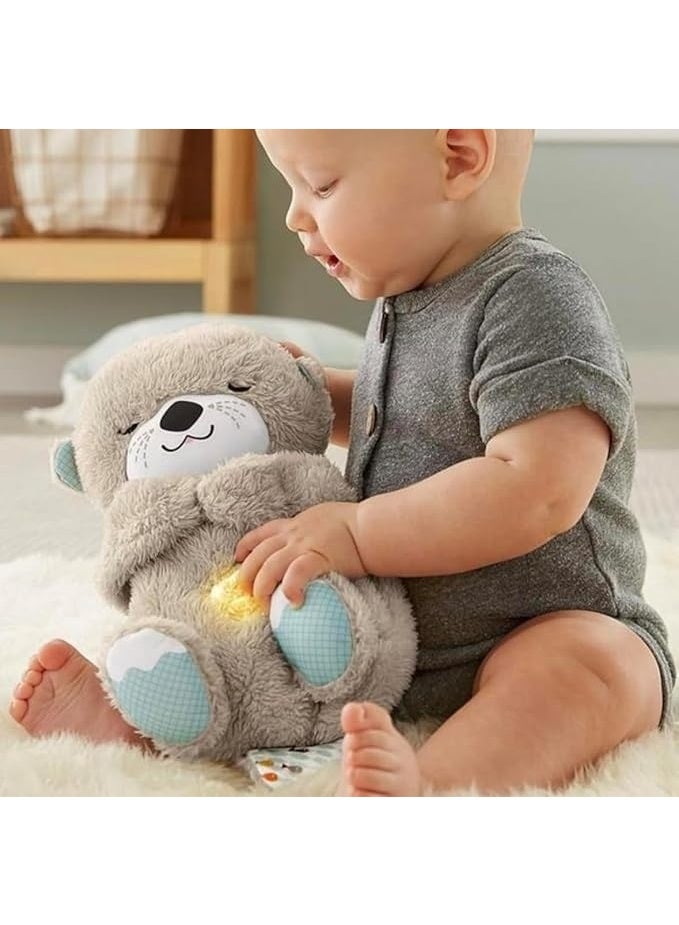 دمية دبدوب موسيقية للأطفال بميزة التنفس – لعبة مهدئة تساعد على نوم الطفل وراحته -رمادي -كود 1818 - Image 4