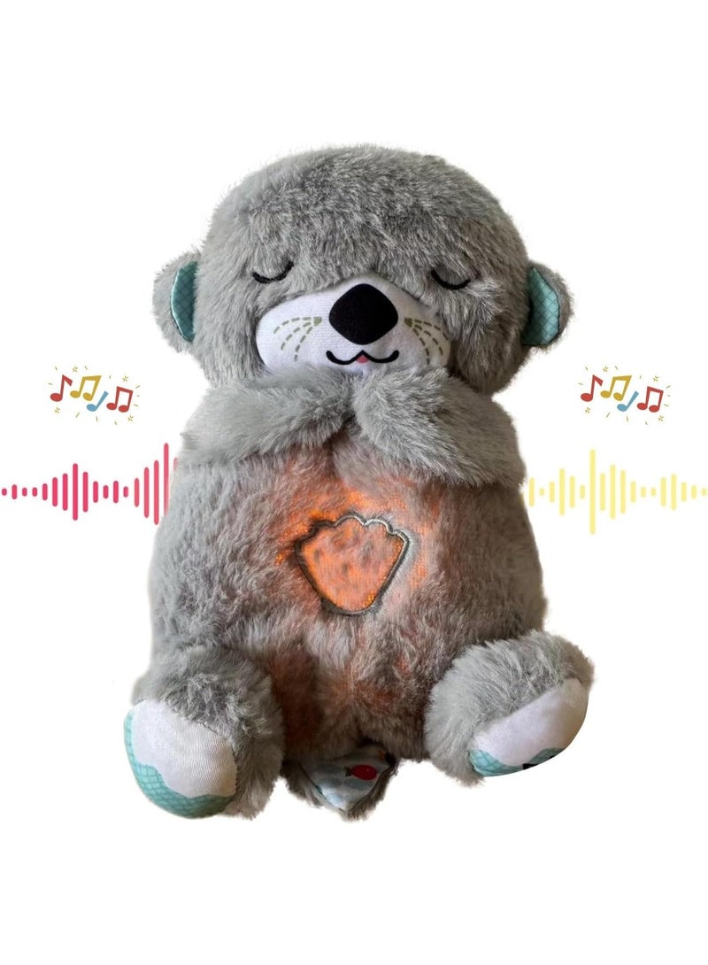 دمية دبدوب موسيقية للأطفال بميزة التنفس – لعبة مهدئة تساعد على نوم الطفل وراحته -رمادي -كود 1818 - Image 2