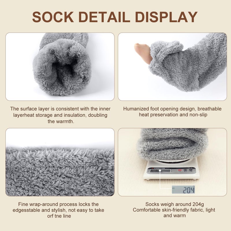 Rednow Cozy Fuzzy Socks Plush Warmth Long Sock,Winter Leg Warmers Over The Knee High Fuzzy Socks, Sleeping Fluffy Sockes,Warm Slippers for Women Girls Indoor (Brown) - Image 5
