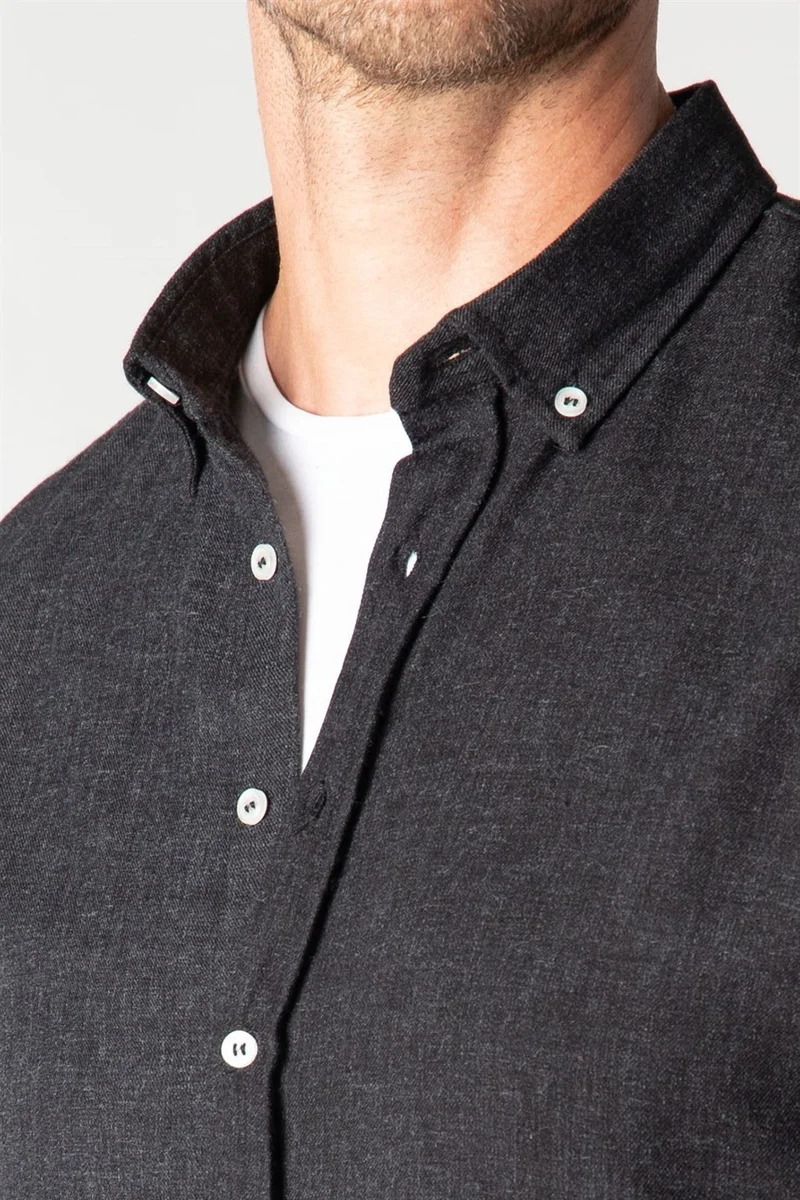 Tudors Slim Fit Winter Wool Viscose Plain Shirt