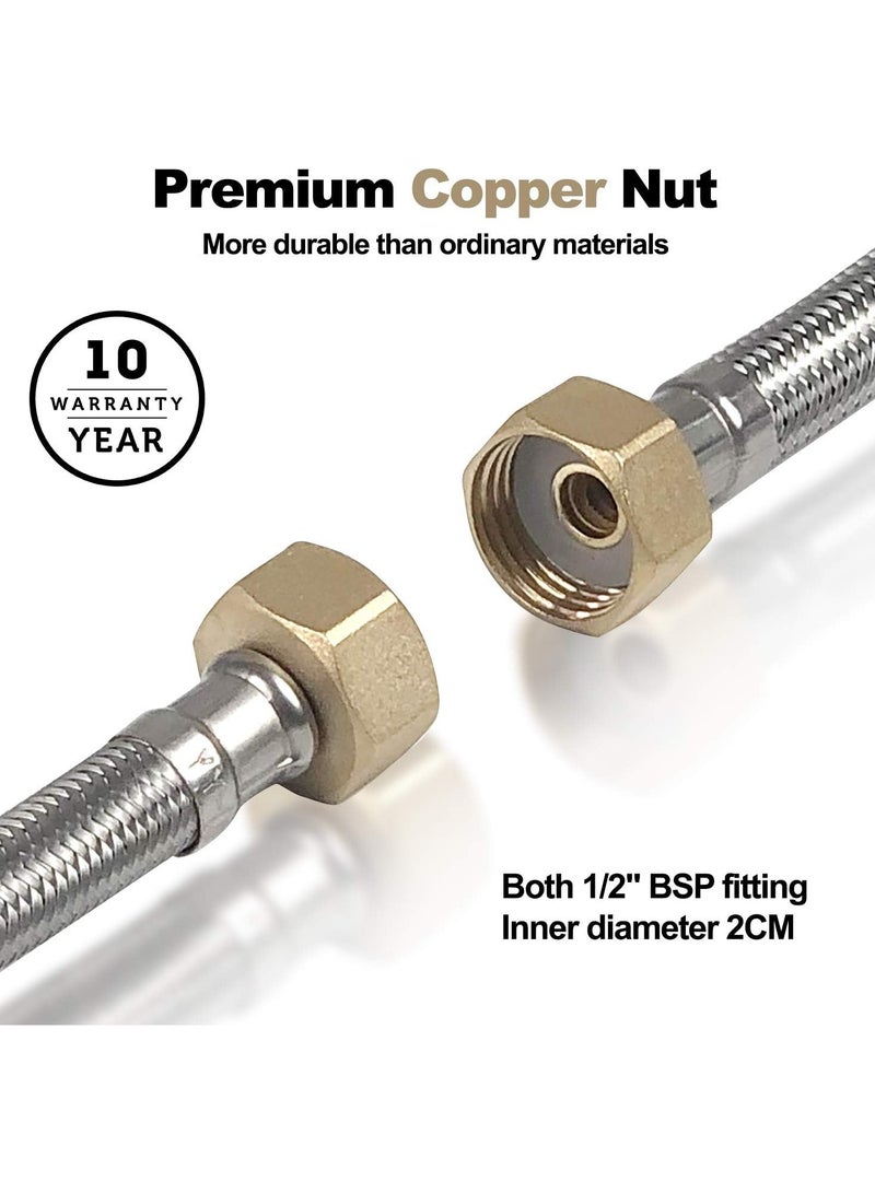 FIRST PRO Pack of 2 Flexible Pipe Stainless Steel Braided Hose for Toilet/Taps 1/2" x 1/2" BSP 60cm Long - Image 4