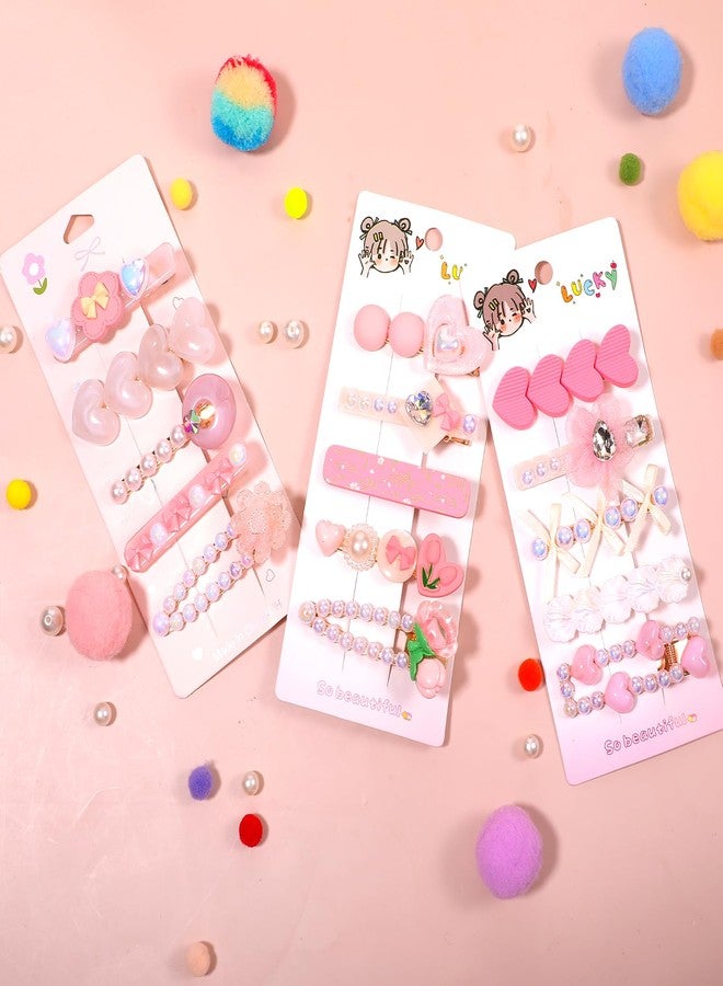 ElevateTech Hair Clips for Girl and Women, 15 Pcs Cute Kawaii Hair Accessories for Girls 2.8 Inch Fashion Hairs Clip Set Decorative Pearl Headwear Styling Tools for Makeup, Daily Wear - Image 5