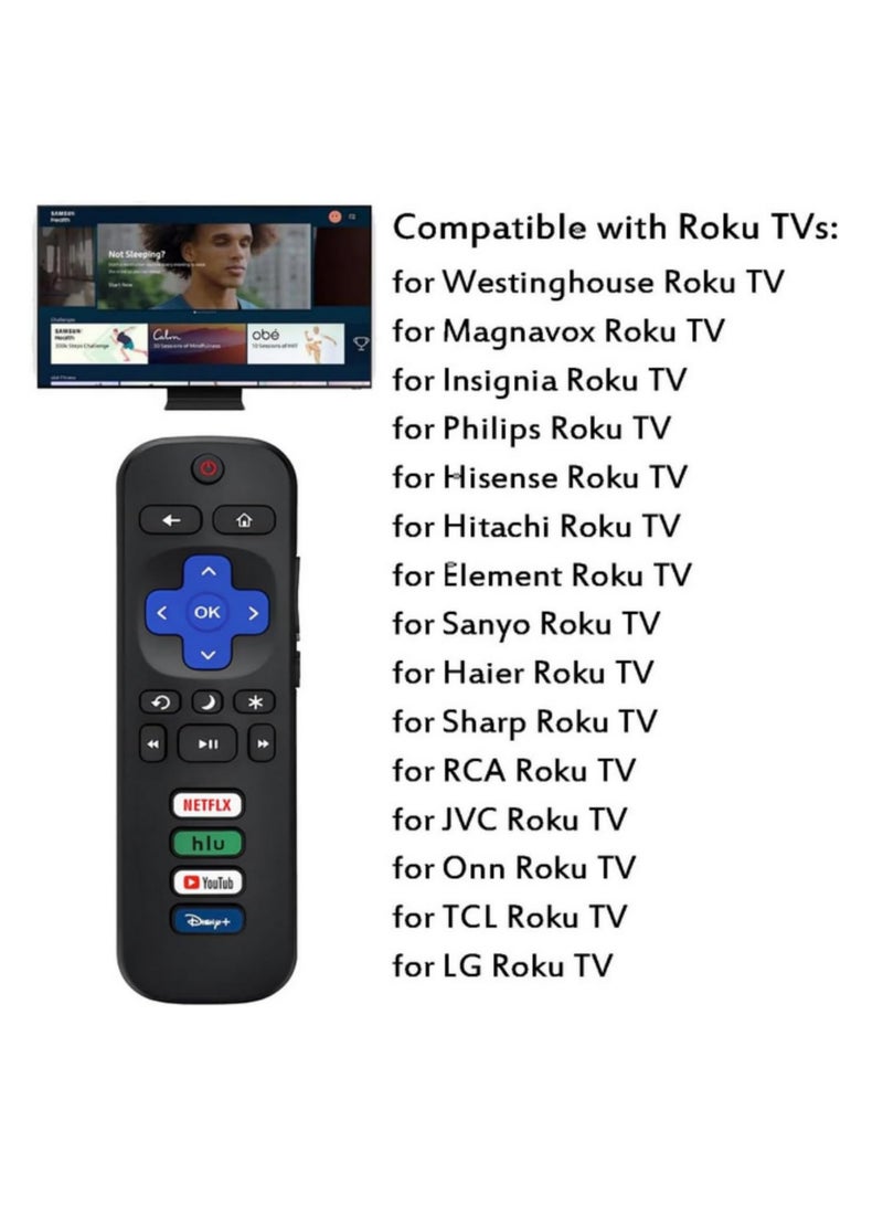 1pcs Universal TV Remote for Roku TV All Series Remote Control Replacement for Hisense/Onn/TCL/Sharp/Philips/Element/Insignia/Hitachi/JVC R0KU Smart TVs Not for RokuStick,Box and Player - Image 2