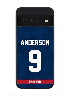 Rugged Black Edge Case for Google Pixel 6 Pro 5G, Slim fit Soft Case Flexible thin Cover - Player Name - James Anderson, Jersey Number- 9