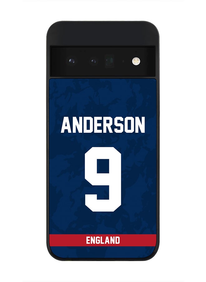 Stylizedd - Rugged Black Edge Case for Google Pixel 6 Pro 5G, Slim fit Soft Case Flexible thin Cover - Player Name - James Anderson, Jersey Number- 9 - Image 1