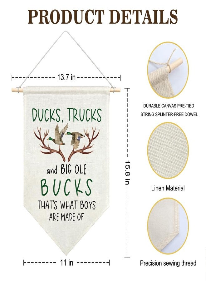 AGMDESIGN Ducks Trucks Big Ole Bucks That's What Little Boys Are Made Of Canvas Hanging Pennant Flag Banner, Deer Neutral Room Decor, Boys Hunting Gifts, Home School Classroom Kids Room Nursery Decor - Image 2