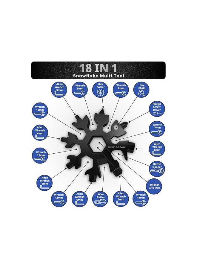 BLUE OCEAN Blue Ocean Multitool Set 64 In 1 Combo Wallet,46 in 1 Credit Card Multitool &18 in 1 Snowflake Multitool/Screwdriver/Bottle Opener/Cutter/Travel Camping Adventure Multitool Card Best Gift for Men  - Image 3