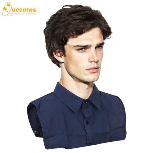 QUEENTAS Short Brown Men Hair Wig for Male Full Head Synthetic Wigs Diwali Role Play - Image 4