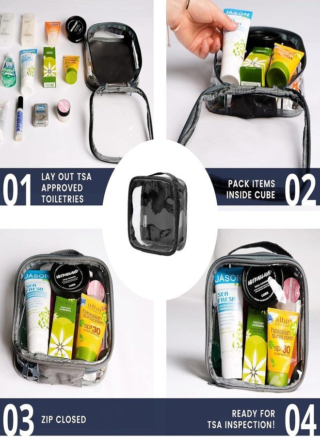 جولدن بيرد حقيبة مكياج شفافة من جولدن بيرد، حقيبة مستحضرات تجميل محمولة مقاومة للماء، حقيبة سفر للنساء والرجال (معتمدة من إدارة أمن النقل الأمريكية) (أسود، 3 قطع) - Image 3