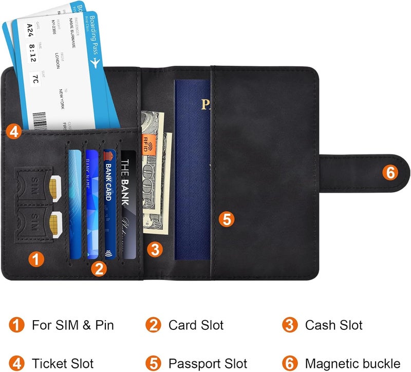 Eoehro Passport Holder for Travel Essentials, Passport Wallet Cover Case for Travel Must Haves Accessories,Passport Book Holders for Women and Men(black) - Image 3