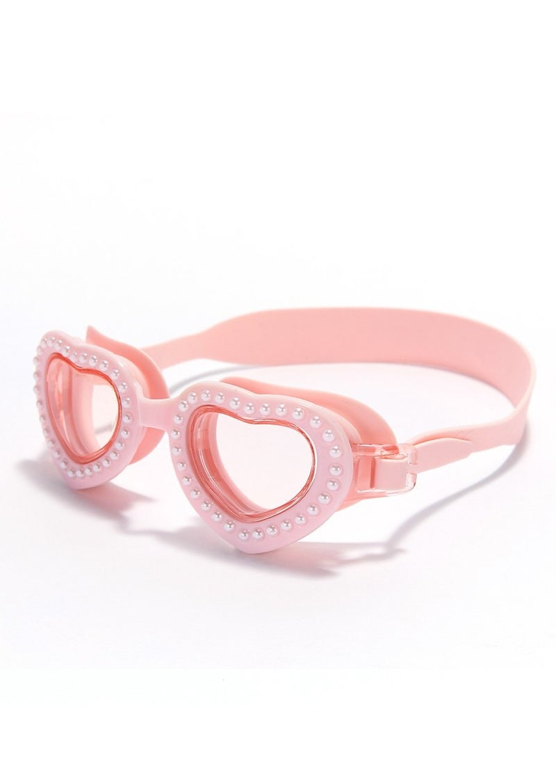 Cocolic JUJU Heart Kids Swimming Goggles, Ages 5-12, Adjustable, Anti-Fog, UV Protection, Pink - Image 1