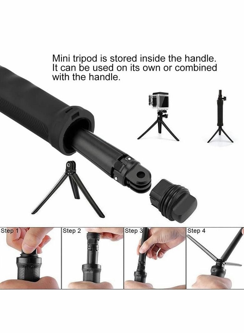 Captaintech Foldable Multifunctional Selfie Stick, Extendable Monopod with Tripod for Action Camera for Hero/7/6/5/4/3+/3/2/1 - Image 5