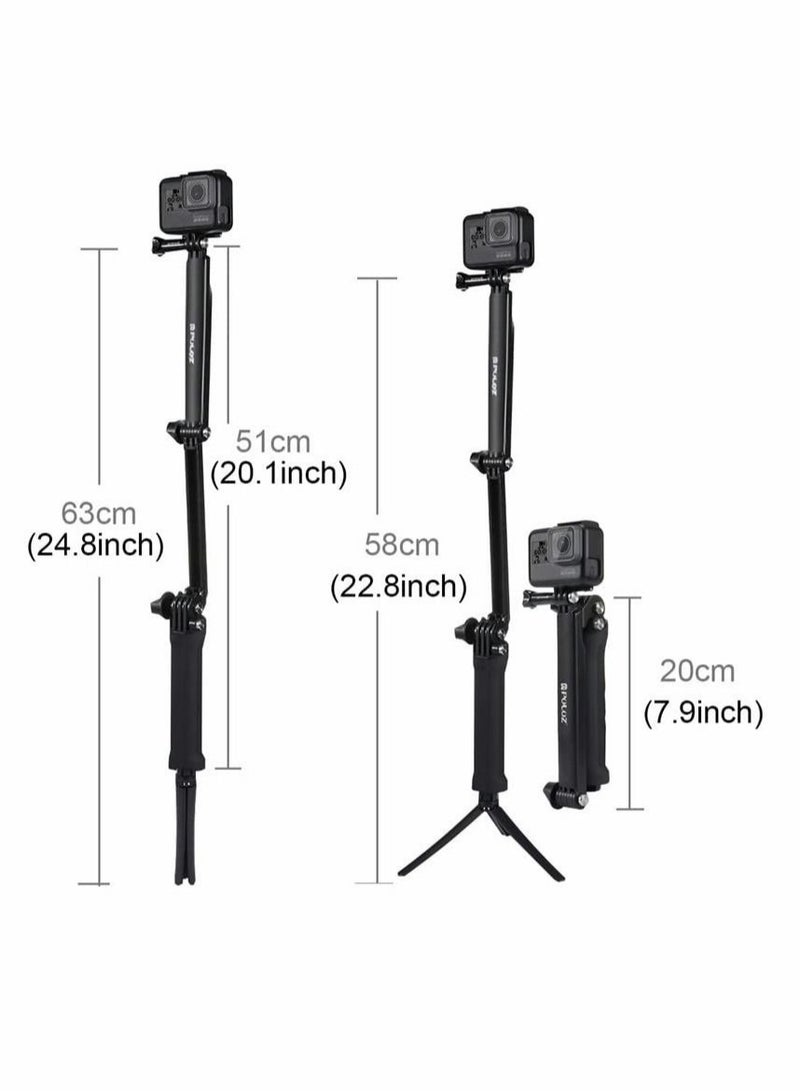 Captaintech Foldable Multifunctional Selfie Stick, Extendable Monopod with Tripod for Action Camera for Hero/7/6/5/4/3+/3/2/1 - Image 2