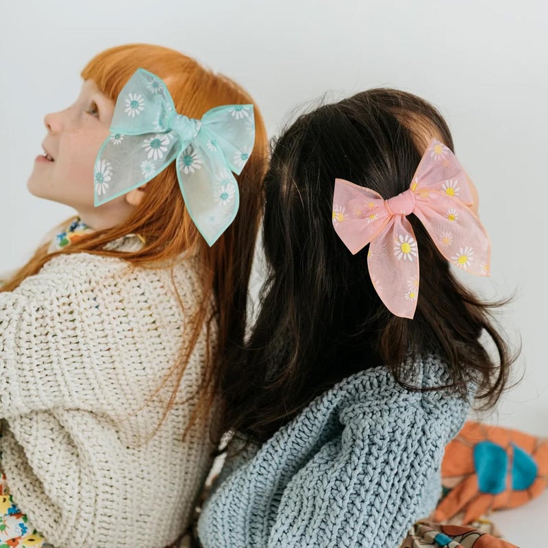 TOKUFAGU 7 PCS Tulle Hair Bows for Girls Large Daisy Hair Barrettes Handmade Cute Wedding Hair Accessories for Baby Girls Infants Toddler Teens Women Birthday Party - Image 4