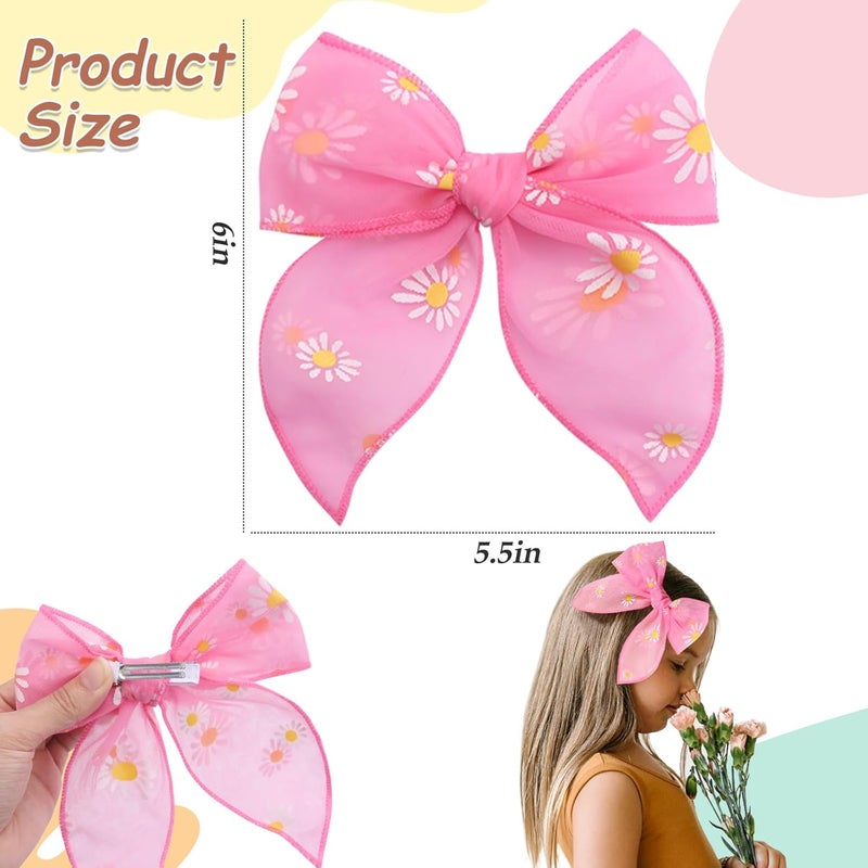 TOKUFAGU 7 PCS Tulle Hair Bows for Girls Large Daisy Hair Barrettes Handmade Cute Wedding Hair Accessories for Baby Girls Infants Toddler Teens Women Birthday Party - Image 5