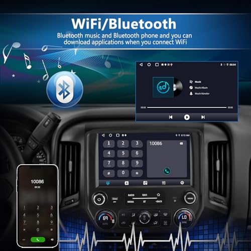 Junsun 4+64G Car Radio Stereo for Chevy Silverado GMC Sierra 2014-2018 Android 13 Wireless CarPlay Android Auto Bluetooth GPS Navigation - Image 5
