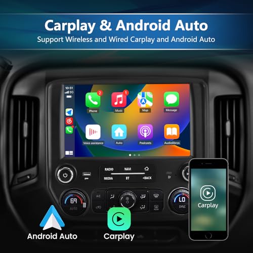 Junsun 4+64G Car Radio Stereo for Chevy Silverado GMC Sierra 2014-2018 Android 13 Wireless CarPlay Android Auto Bluetooth GPS Navigation - Image 3