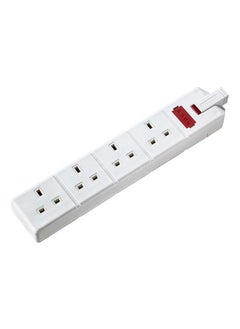 MASTERPLUG Masterplug Permaplug by ELS134W-01 Four Socket Trailing Socket with Power Indicator, without Plug and Cable, 13 Amp, White  - Image 1
