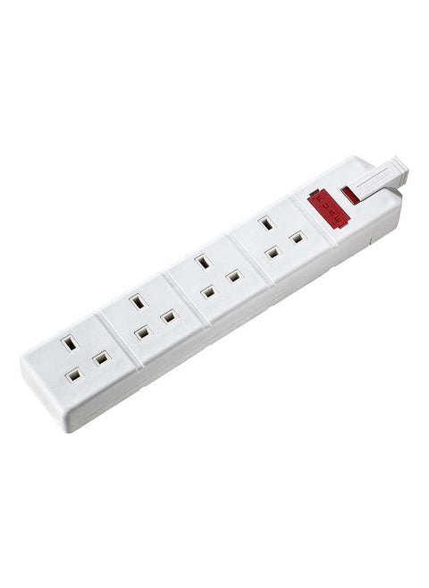 Masterplug Permaplug by ELS134W-01 Four Socket Trailing Socket with Power Indicator, without Plug and Cable, 13 Amp, White