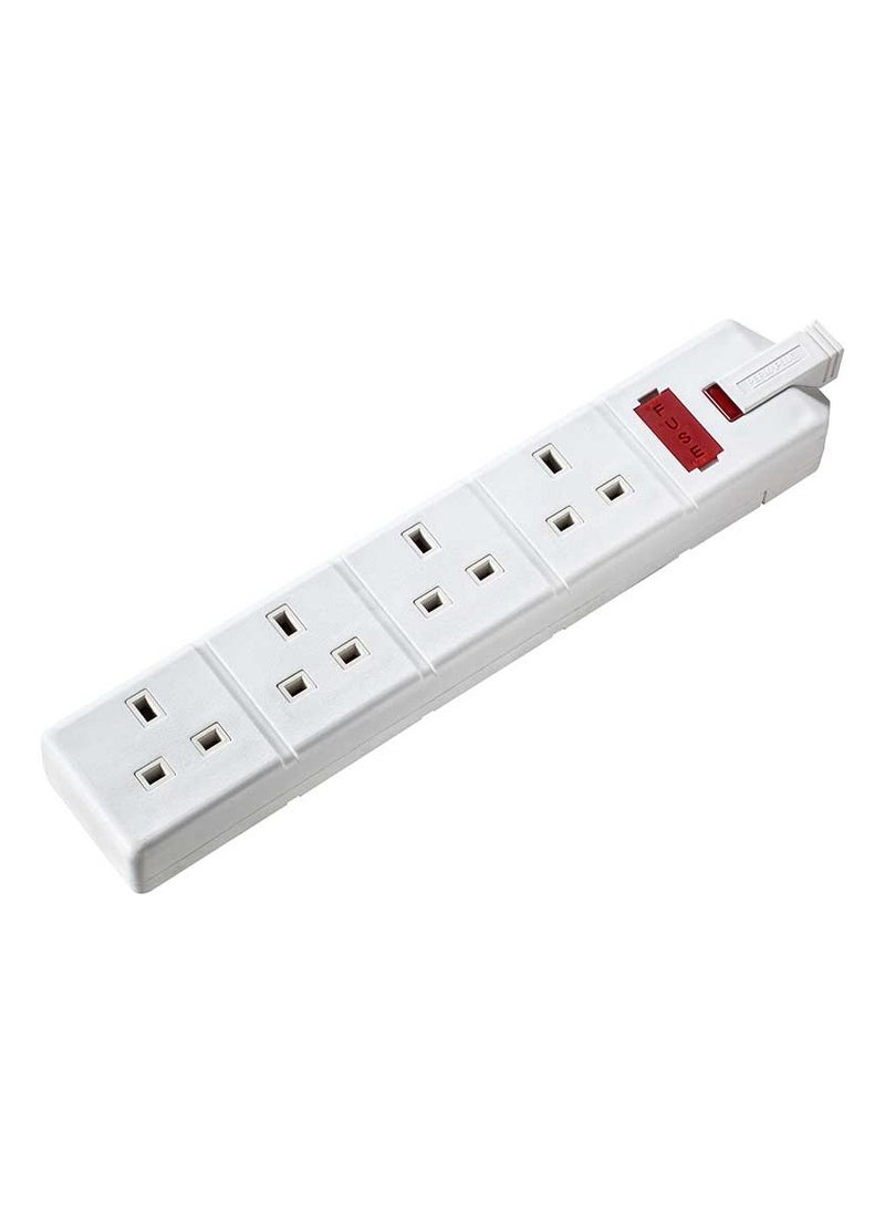 MASTERPLUG Masterplug Permaplug by ELS134W-01 Four Socket Trailing Socket with Power Indicator, without Plug and Cable, 13 Amp, White  - Image 1