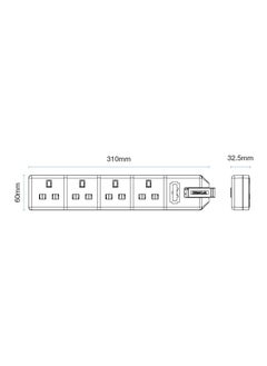 MASTERPLUG Masterplug Permaplug by ELS134W-01 Four Socket Trailing Socket with Power Indicator, without Plug and Cable, 13 Amp, White  - Image 5