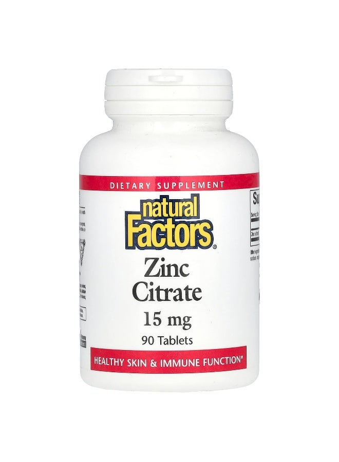 natural Factors Natural Factors, Zinc Citrate, 15 mg, 90 Tablets 