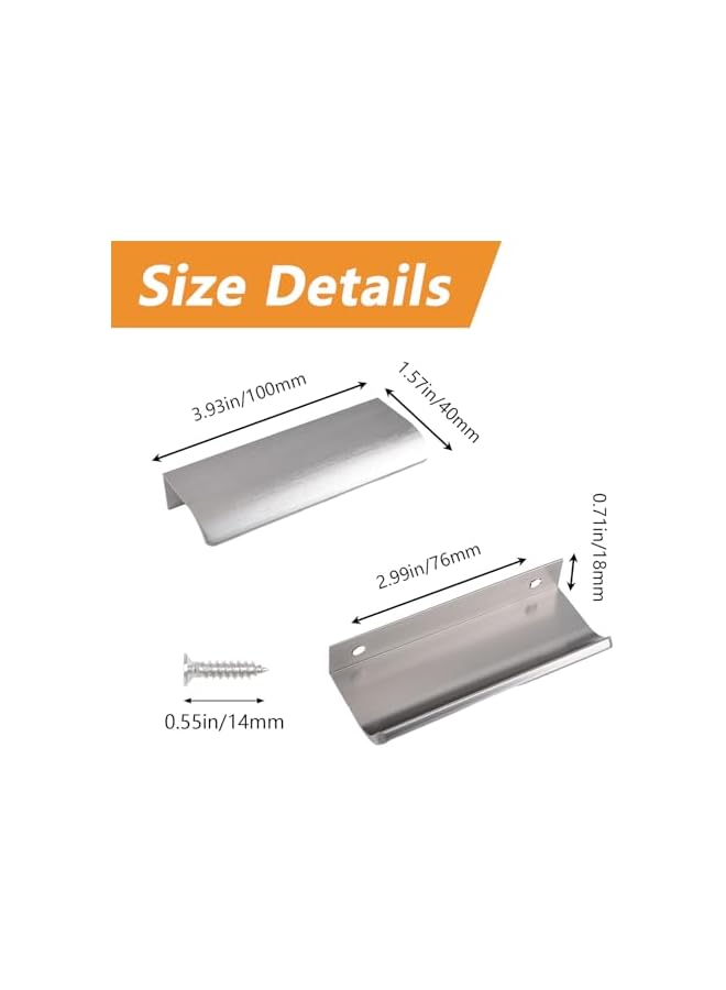 promass Finger Edge Pull, 8 PCS Concealed Handle Modern Style Drawer Handle, Aluminum Alloy Invisible Handle Wardrobe Handle for Cabinet Hardware Drawer, 100 mm/Brushed Nickel - Image 2