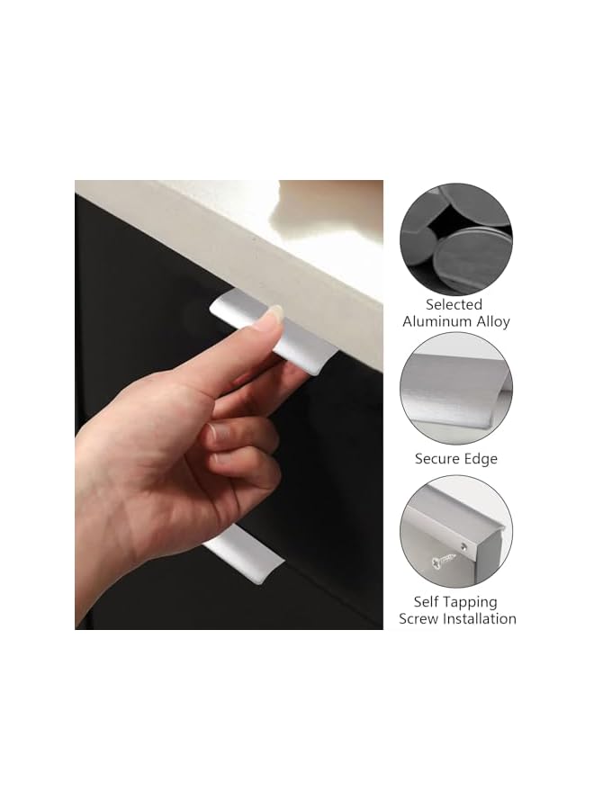 promass Finger Edge Pull, 8 PCS Concealed Handle Modern Style Drawer Handle, Aluminum Alloy Invisible Handle Wardrobe Handle for Cabinet Hardware Drawer, 100 mm/Brushed Nickel - Image 4