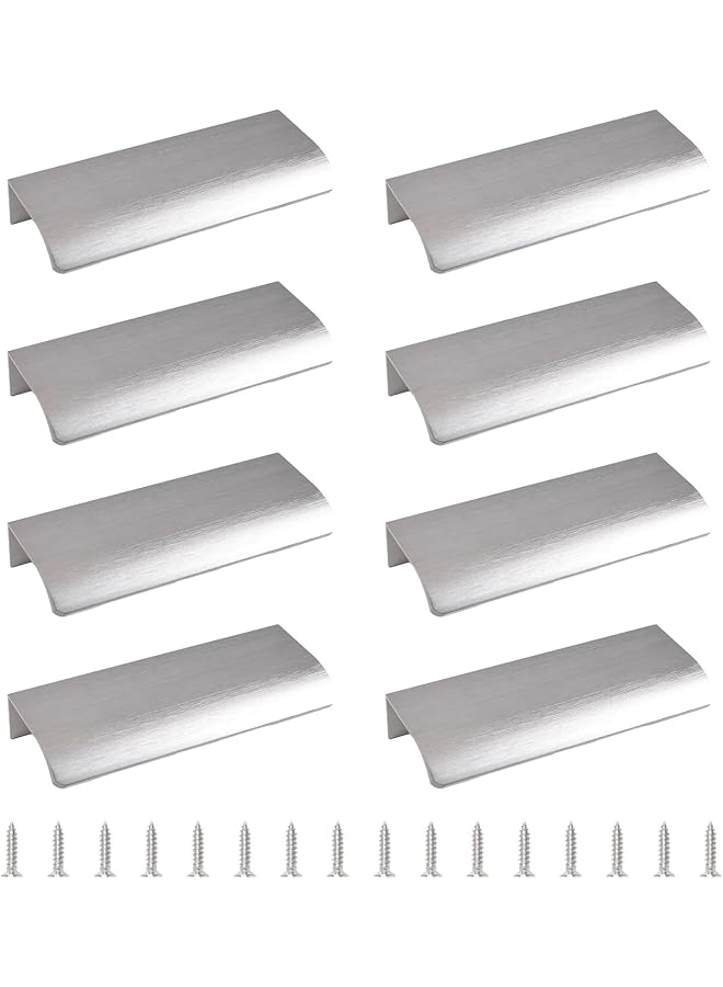 promass Finger Edge Pull, 8 PCS Concealed Handle Modern Style Drawer Handle, Aluminum Alloy Invisible Handle Wardrobe Handle for Cabinet Hardware Drawer, 100 mm/Brushed Nickel - Image 1