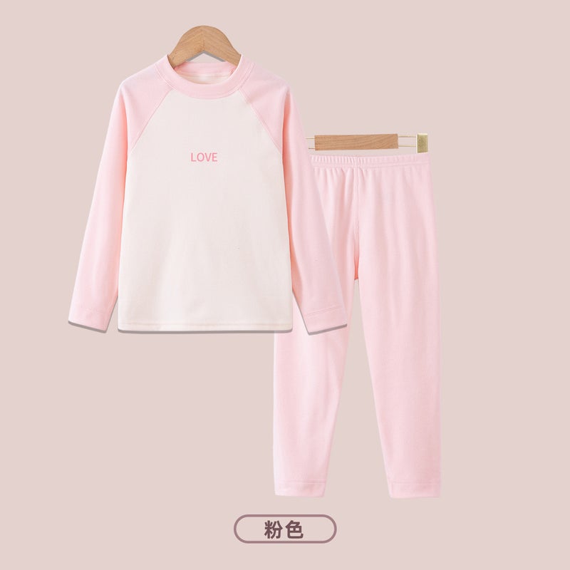 Class A Children'S Warm Home Clothes Men'S And Women'S Large Children'S Autumn Clothes Autumn Pants Suit De Velvet Thermal Underwear - Image 1