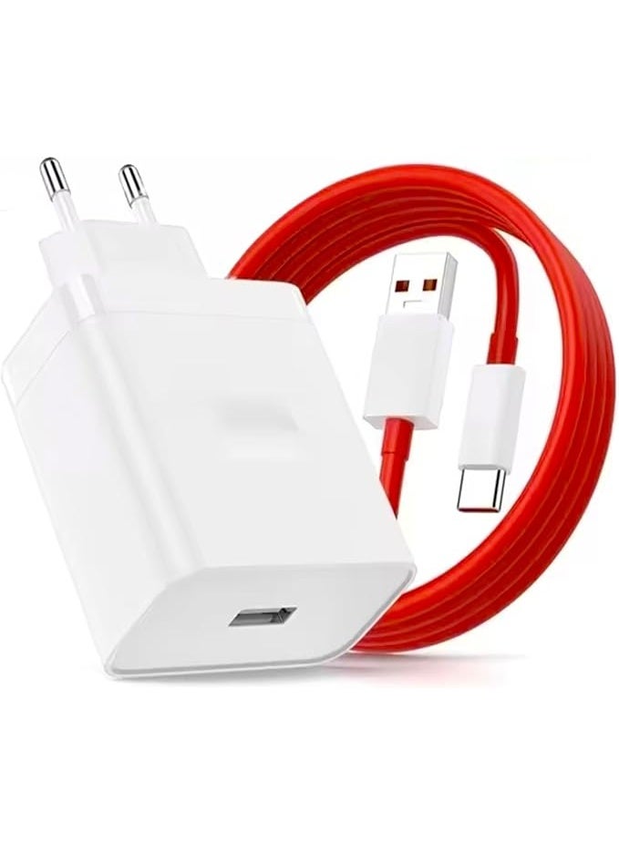 ليناكز الأصلي شاحن بقوة 120 واط متوافق مع هواتف ون بلس، محول مزود بكابل USB من النوع C، متوافق مع هواتف ون بلس 12/11/CE 3/CE 2/2T وغيرها | (محول وكابل) - Image 1